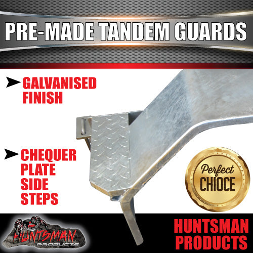Pre Made Tandem Galvanised Boat Trailer Guards & Rails with Rocker Roller Hanger Set