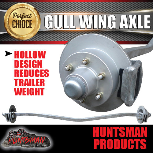 1600Kg Galvanised Hydraulic Disc Gullwing Boat Trailer Axle 103mm Drop Gull Wing