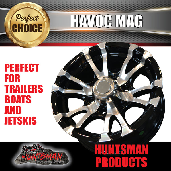 15x6 6 Stud Havoc Trailer Caravan Alloy Mag Wheel. 1280Kg Rated
