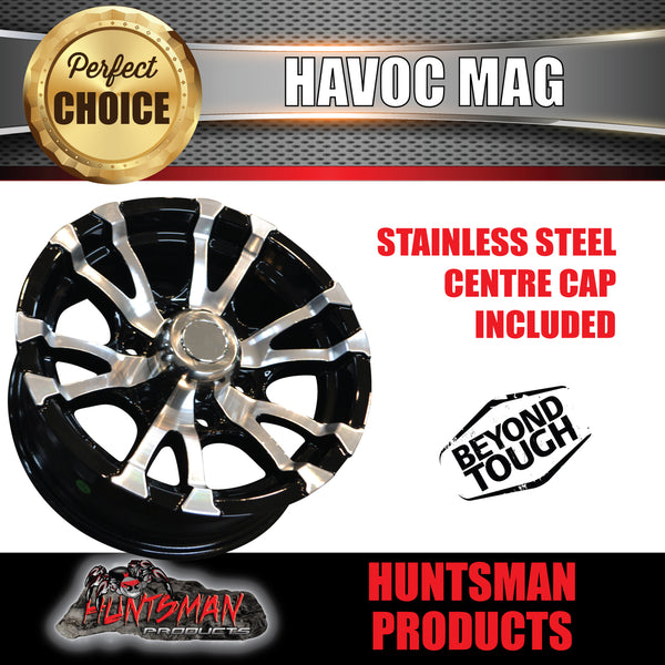 15x6 6 Stud Havoc Trailer Caravan Alloy Mag Wheel. 1280Kg Rated