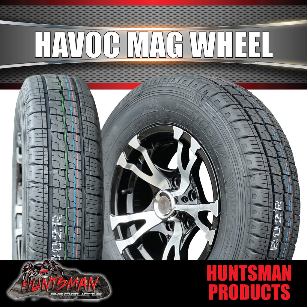 14" Havoc Trailer Caravan Alloy & 185R14C Tyre suits HT Holden pattern. 185 14