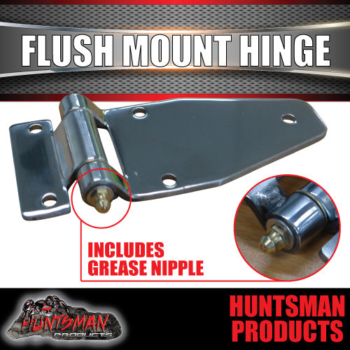 x1 Stainless Steel Flush Mount Hinge with Grease Nipple.  For Truck Trailer Boat Box Cabinet