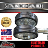 Twin 8" Trailer Caravan Jockey Wheel. 1200kg Swing Up. Solid Wheel Greasable