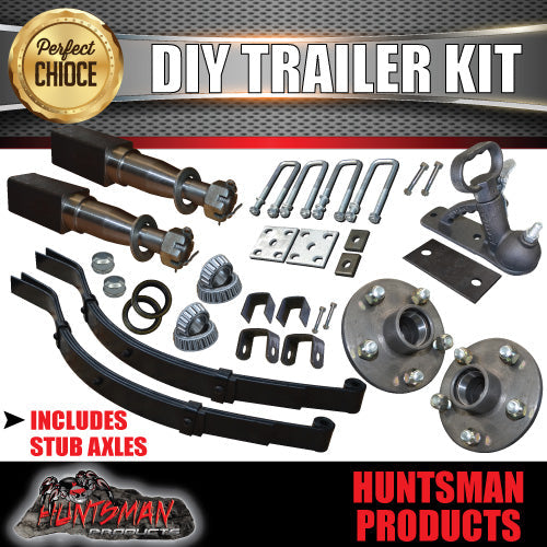 DIY SINGLE AXLE TRAILER KIT. 1000KG RATED. STUB AXLES.