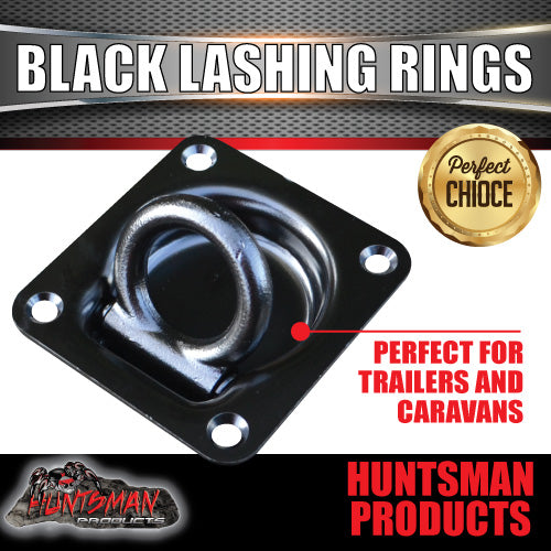 2X Black E coated Lashing Rings Tie Down Anchor Points 100mm x 95mm For Ute Trailer Truck