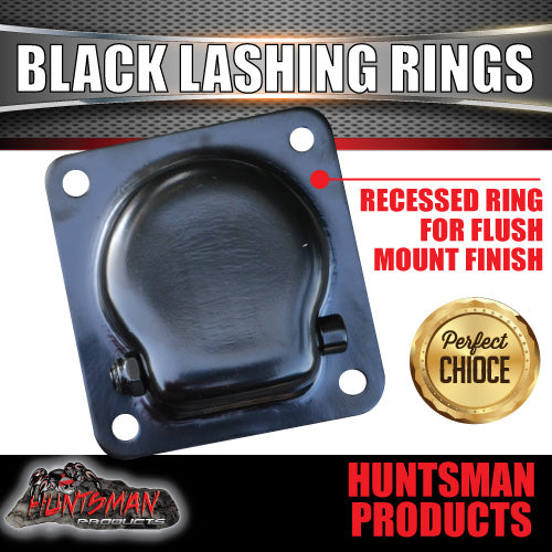 6x Black E coated Lashing Rings Tie Down Anchor Points 100mm x 95mm For Ute Trailer Truck