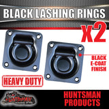 2X Black E coated Lashing Rings Tie Down Anchor Points 100mm x 95mm For Ute Trailer Truck