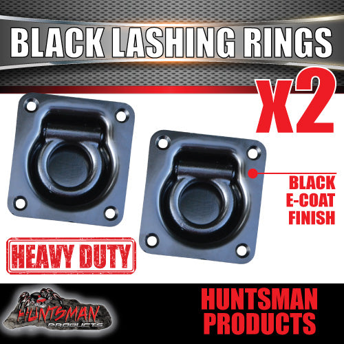 2X Black E coated Lashing Rings Tie Down Anchor Points 100mm x 95mm For Ute Trailer Truck