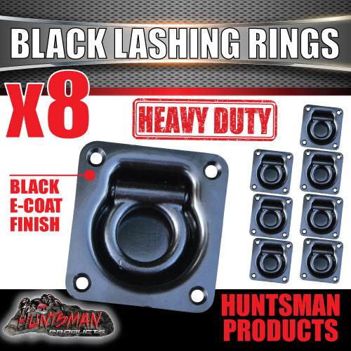 8x Black E coated Lashing Rings Tie Down Anchor Points 100mm x 95mm For Ute Trailer Truck