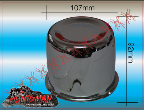 2X CHROME WHEEL CENTRE CAP- 108.7MM - 115MM SUIT LANDCRUISER TRAILER WHEEL