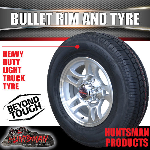 16" 6 stud Bullet Alloy Mag Wheel & 225/75R16C Tyre. Caravan Camper Trailer