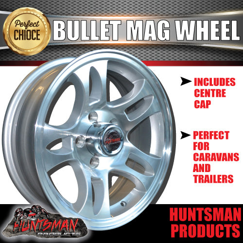 15x5 Trailer Caravan Ford Stud Pattern Bullet Alloy Mag Wheel Rim.  5/114.3 PCD