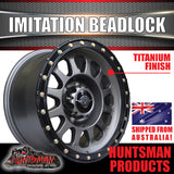 17x8.5 Imitation Beadlock Alloy Mag Wheel 6/139.7 Titanium finish 0 Offset Fit Ranger Hilux Patrol etc