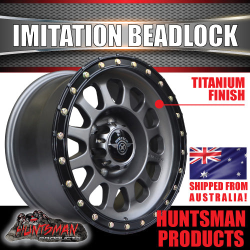 17x8.5 Imitation Beadlock Alloy Mag Wheel 6/139.7 Titanium finish 0 Offset Fit Ranger Hilux Patrol etc