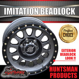 17x8.5 Imitation Beadlock Alloy Mag Wheel 6/139.7 Titanium finish 0 Offset Fit Ranger Hilux Patrol etc