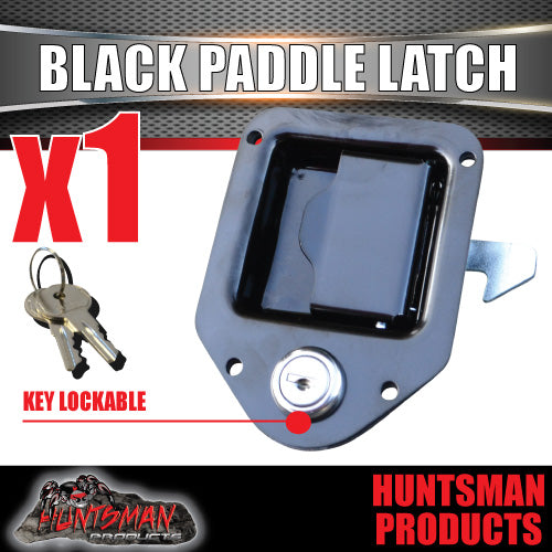 X1 Mini Black 110mm x 83mm E coated Paddle Toolbox Lock Latch.  For Trailer Truck Caravan Ute door