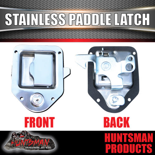 X1 Mini Stainless 110mm x 83mm E coated Paddle Toolbox Lock Latch.  For Trailer Truck Caravan Ute door