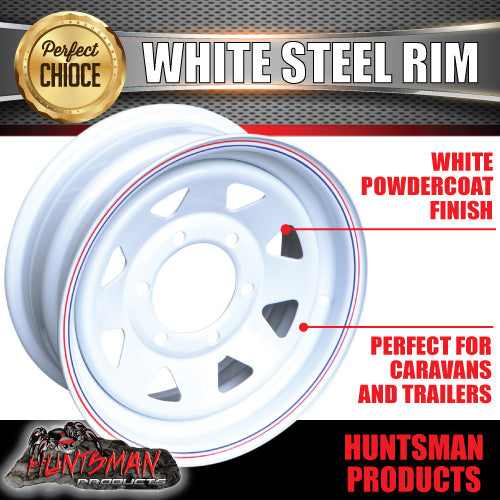 14x6 6 Stud Landcruiser Pattern 6/139.7 PCD White Trailer Caravan Steel Wheel Rim