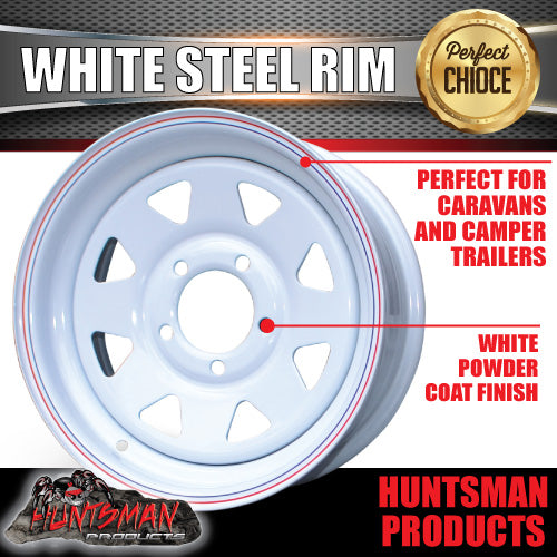 13 x 4.5" White HT Holden Sunraysia Trailer Caravan Steel Wheel Rim 5/108 pcd