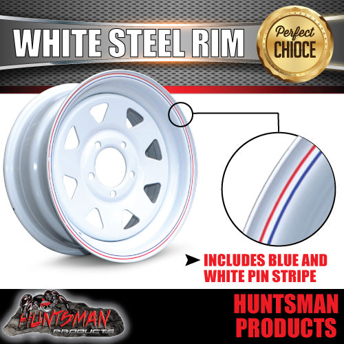 13 x 4.5" White Ford Pattern Sunraysia Trailer Caravan Steel Wheel Rim 5/114.3 pcd