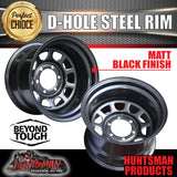 15x10 6 Stud Black Thunder D Hole Steel Wheel Rim -44 Offset. 6/139.7 PCD.  .Fits Landcruiser, Patrol etc