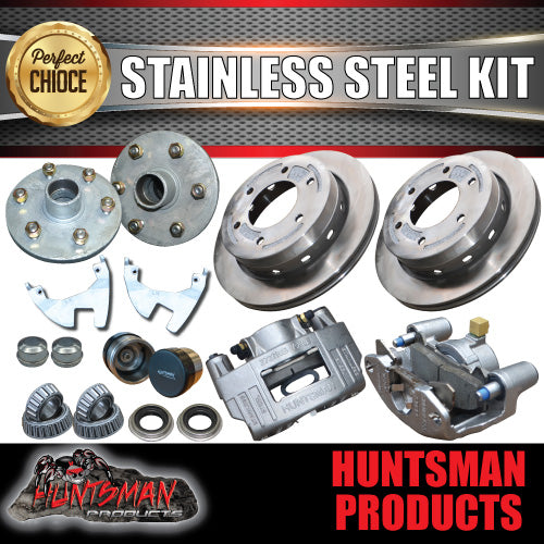 1600Kg Stainless Steel Trailer Hydraulic Ventilated Disc Brake Kit. 6 Stud L/C