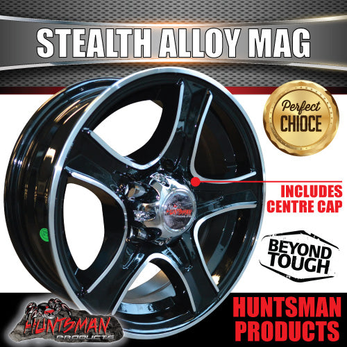 15X5 Trailer Caravan Stealth Alloy Mag Wheel: Ford Stud Pattern