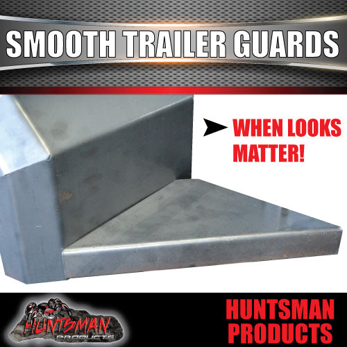 x2 Single Axle Trailer Mudguards & Steps, Smooth Steel 250mm Wide Guards