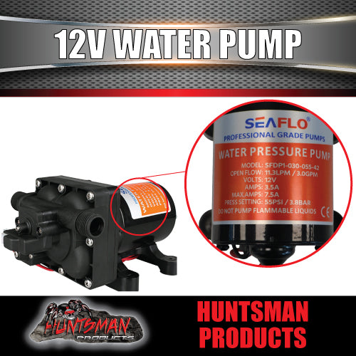 Seaflo 12V Caravan Camper Boat Automatic Water Tank Pump. 11.3LPM 55PSI 3.5A