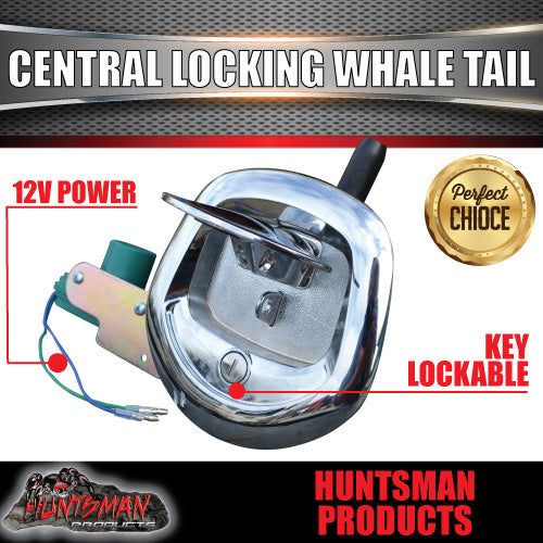 2x 12 Volt Power Operated Chrome Whale Tail T Handle Folding Lock