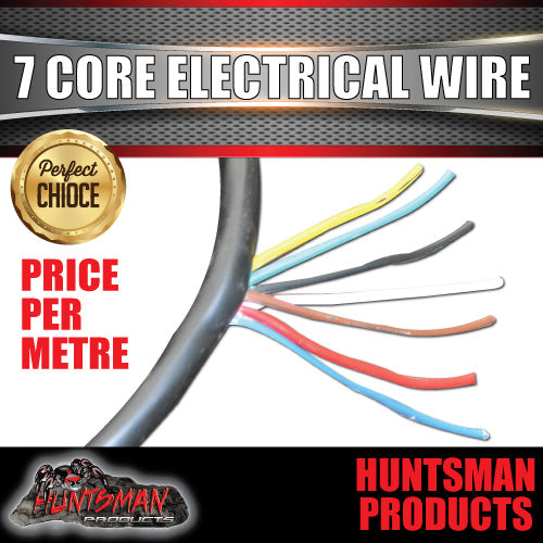 PER METRE 7 CORE ELECTRICAL TRAILER CARAVAN & TRUCK WIRE. OD 8.2MM, 38/0.15