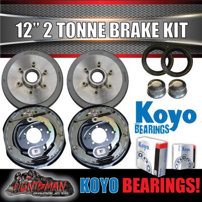 12" 2 TONNE ELECTRIC BRAKE KIT WITH JAPANESE BEARINGS & 2000KG STUB AXLES WITH MOUNTS