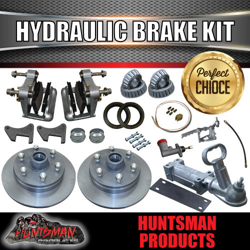12" Parallel 1600Kg 6 Stud Caravan Trailer Hydraulic Disc Brake & coupling kit