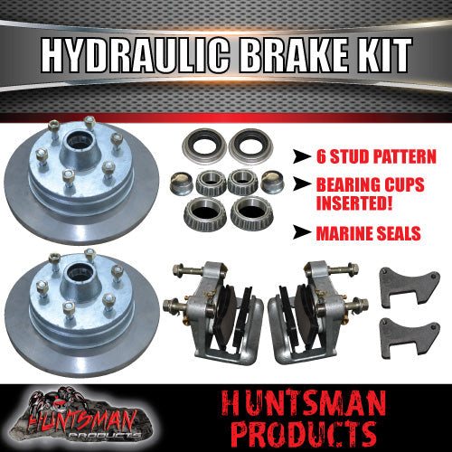 12" Parallel 1600Kg Boat Trailer 6 Stud Hydraulic Disc Brake Kit. S/S Pistons