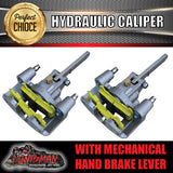 Pair Hydraulic Disc Brake Calipers with mechanical park brake levers.