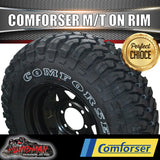 265/75R16 L/T Comforser Mud tyre on 16" black steel wheel. 265 75 16