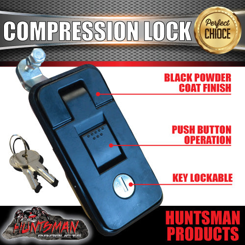Large Black Compression Lock, Push Latch for Tool Box Camper Tradesman Trailer