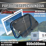 800mm x 500mm Caravan, Horse Float, Motorhome Push Out Window