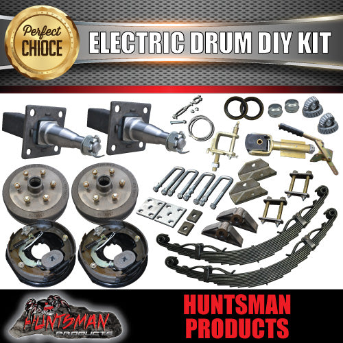 2500KG DIY Off Road Trailer Kit. Outback Springs, Electric Brakes. Stub Axles.