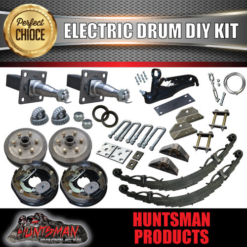 2500KG DIY Off Road Trailer Kit. Outback Springs, Electric Brakes. Stub Axles..