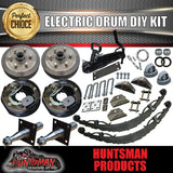 1400KG DIY Off Road Trailer Kit. Electric Brakes. Outback Springs, Stub Axles