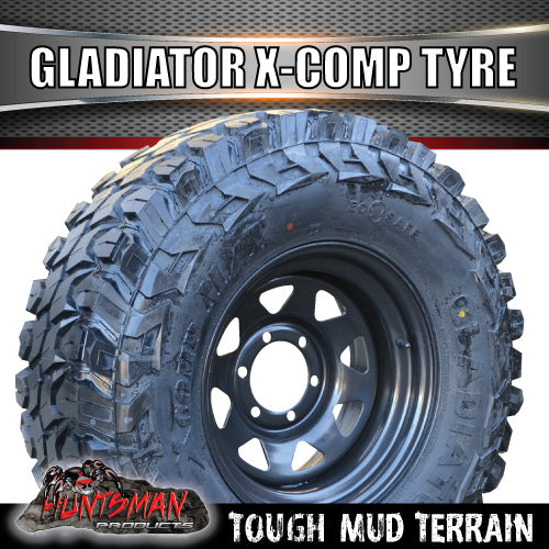 285/75R16 L/T Gladiator X-COMP Mud Tyre on 16" Black Steel Wheel. 285 75 16
