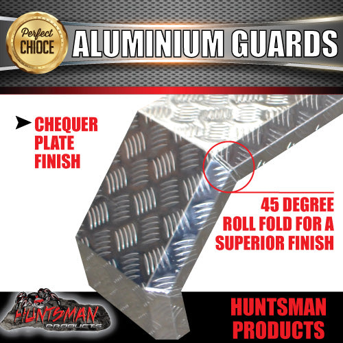 Aluminium Tandem Trailer Caravan Mud Guards 1590mm x 250mm. Suit Slipper Springs. TIG Welded