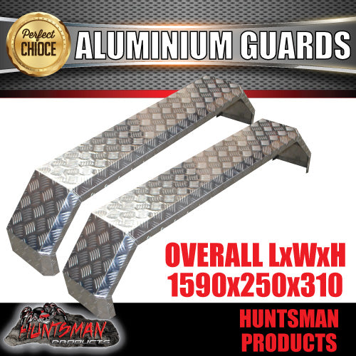 Aluminium Tandem Trailer Caravan Mud Guards 1590mm x 250mm. Suit Slipper Springs. TIG Welded
