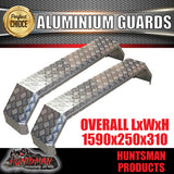 Aluminium Tandem Trailer Caravan Mud Guards 1590mm x 250mm. Suit Slipper Springs. TIG Welded