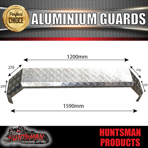 Aluminium Tandem Trailer Caravan Mud Guards 1590mm x 250mm. Suit Slipper Springs. TIG Welded