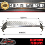 Aluminium Tandem Trailer Mud Guards 1740mm x 250mm. Suit Rocker Roller Springs. TIG Welded