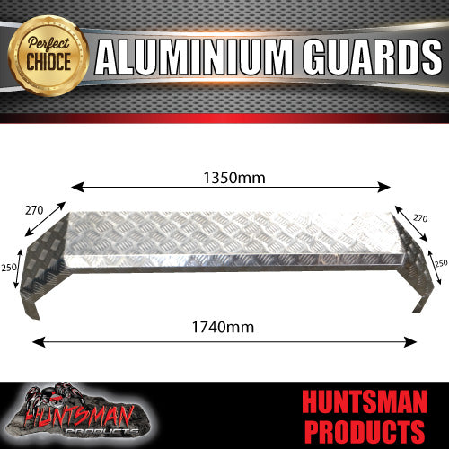 Aluminium Tandem Trailer Mud Guards 1740mm x 250mm. Suit Rocker Roller Springs. TIG Welded