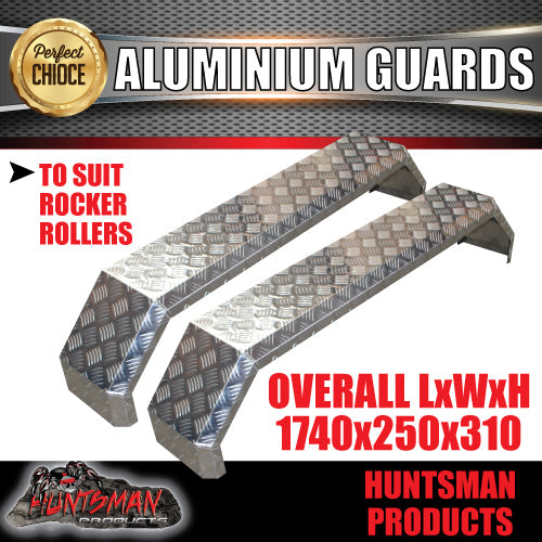 Aluminium Tandem Trailer Mud Guards 1740mm x 250mm. Suit Rocker Roller Springs. TIG Welded