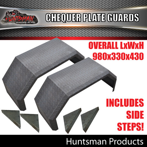 TRAILER GUARDS & STEPS-OFF ROAD-SINGLE AXLE-CHEQUER STEEL FINISH